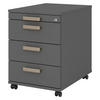 ROLLCONTAINER - 3 Materialschubladen 58/42,8/59 cm in Graphitfarben Streifengriff (Kunststoff) - Graphitfarben, Holzwerkstoff (42.8/59/58cm) - bümö