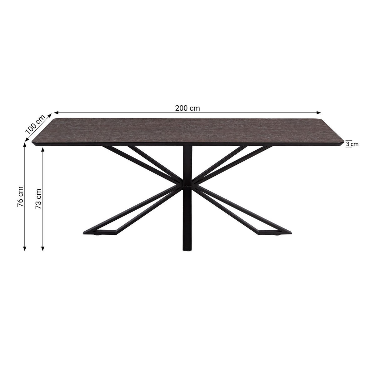TISCHGRUPPE 200x100 cm schwarz mit 4 Stühle Braun - Braun, Metall (100/90/200cm) - Homestyle4u