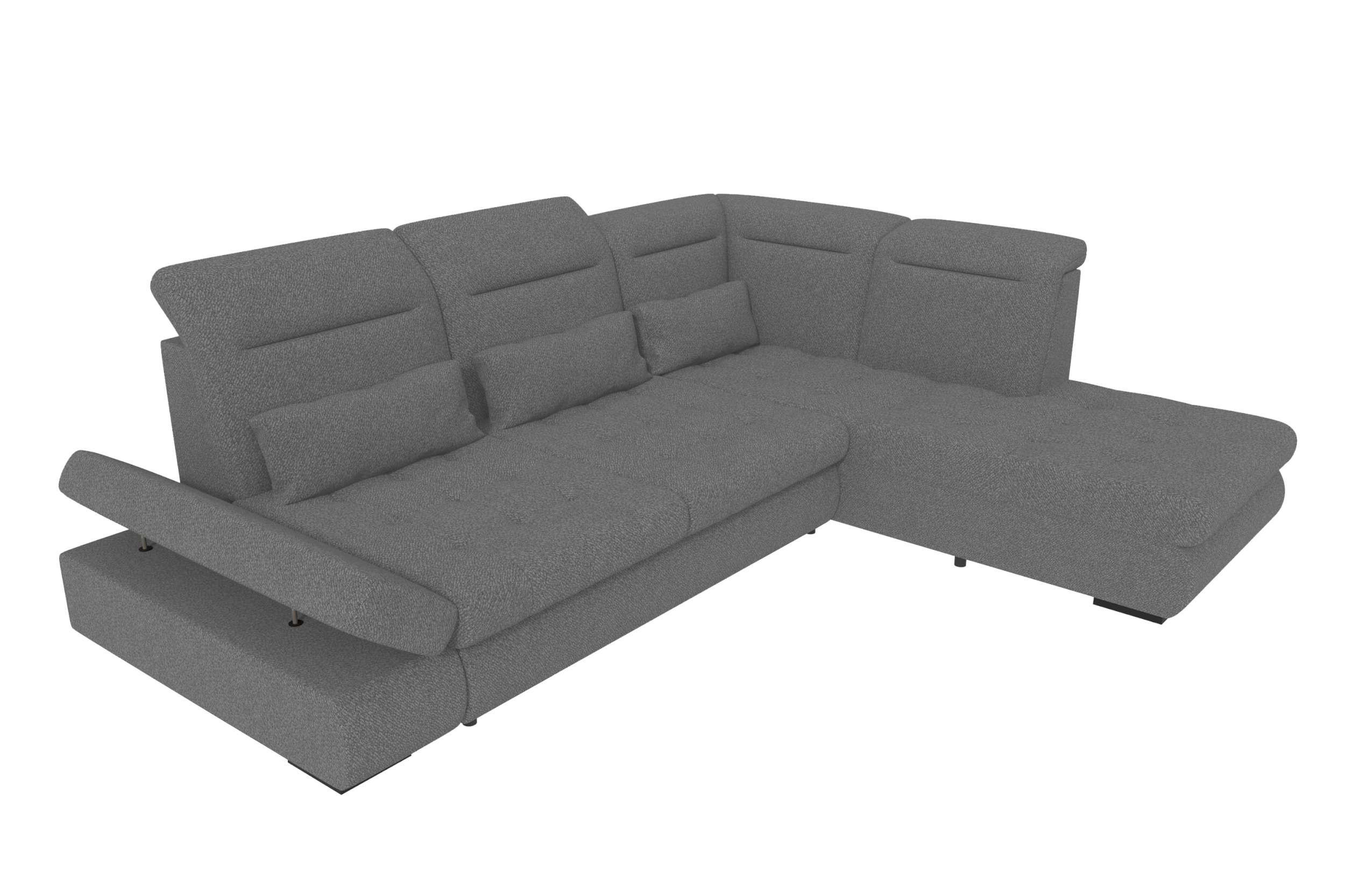 ECKSOFA Toscana Strukturstoff inkl. Schlaffunktion - Anthrazit, Textil (279/227cm) - 99rooms
