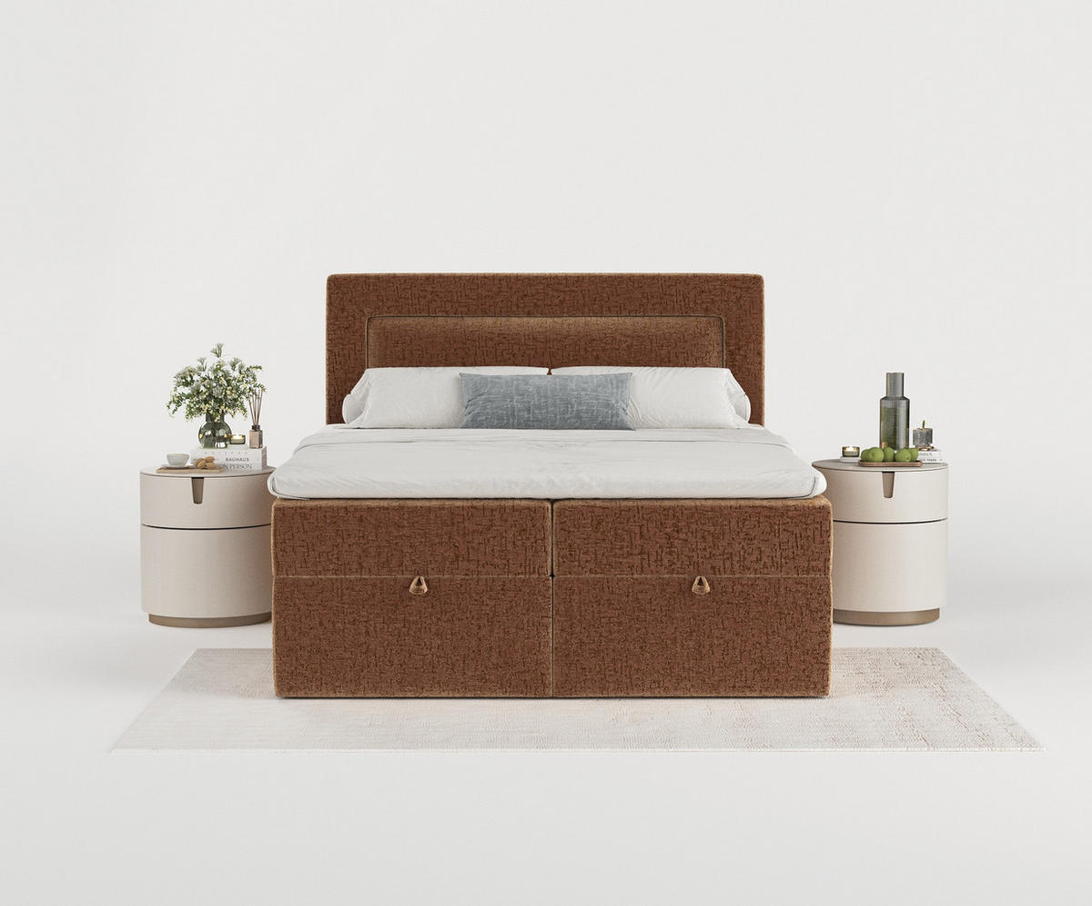 BOXBETT Palmera Dunkelorange 160/200 cm - Dunkelorange/Schwarz, Holz/Holzwerkstoff (160/200cm) - Maison de Reve