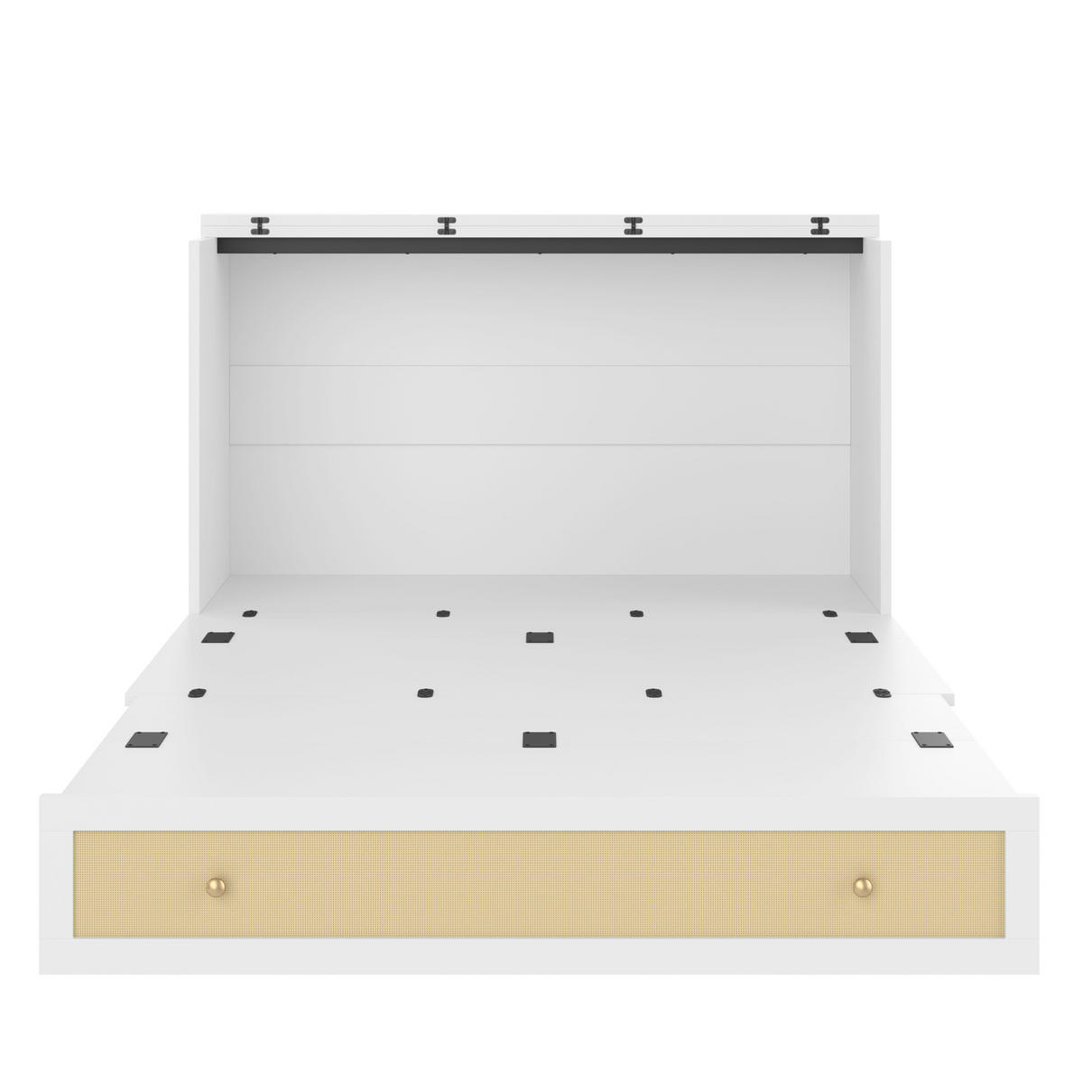 BETT 140/200 cm in Weiß mit USB-Anschluss, Steckdose und Stauraum - Weiß, Holzwerkstoff (140/200cm) - Flora Grace