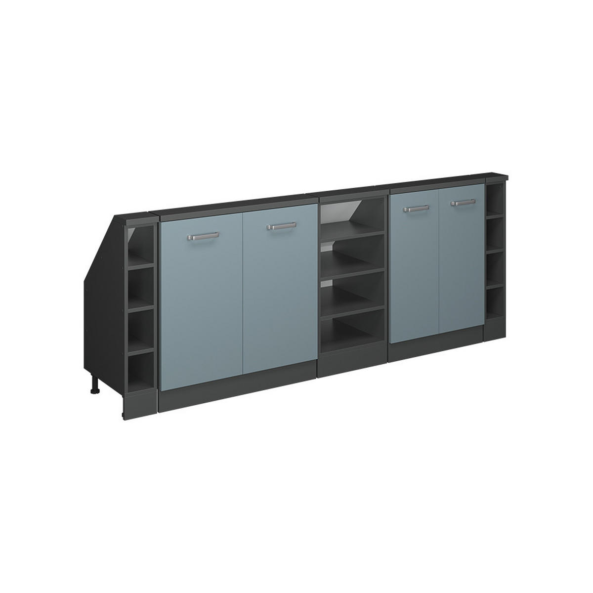 KUCHYŇSKÁ SKŘÍŇKA POD ŠIKMOU STŘECHU R-Line Modrošedá/antracitová - antracitová/šedohnědá, kompozitní dřevo (210/81.6/46cm) - Vicco