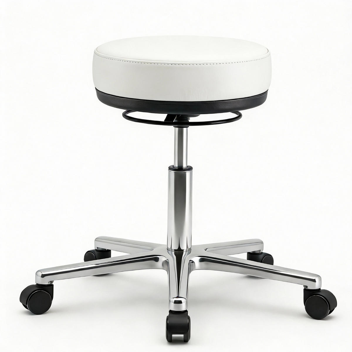 ARBEITSHOCKER Echtleder Weiß - höhenverstellbar, 150kg belastbar - Weiß, Leder/Metall (58/46/58cm) - Versee