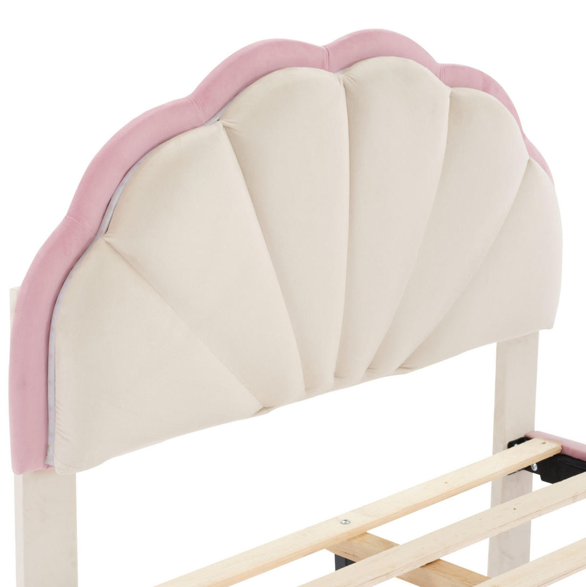 POLSTERBETT 90/200 cm Beige/Rosa aus Samt mit LED-Lichtstreifen - Weiß, Textil (90/200cm) - OKMYHOME