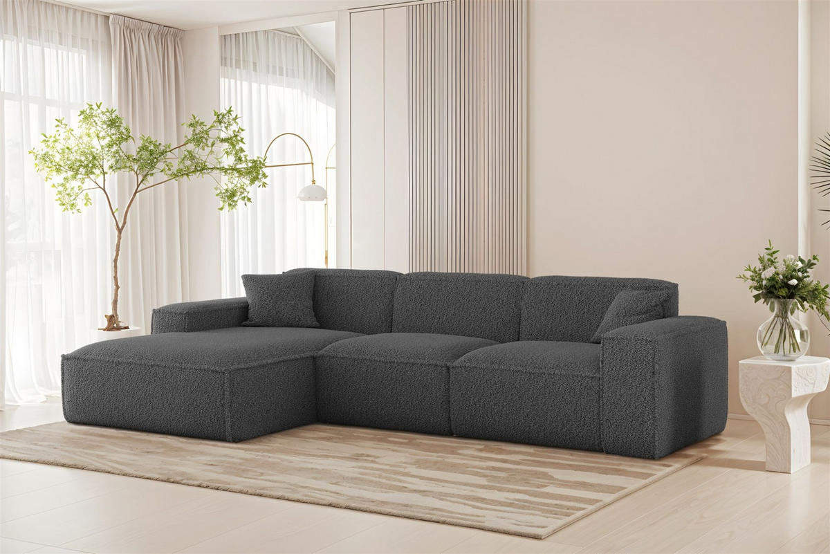 ECKSOFA Celes Premium In Sven - Grau, Holzwerkstoff/Textil (266/165cm) - Fun Möbel