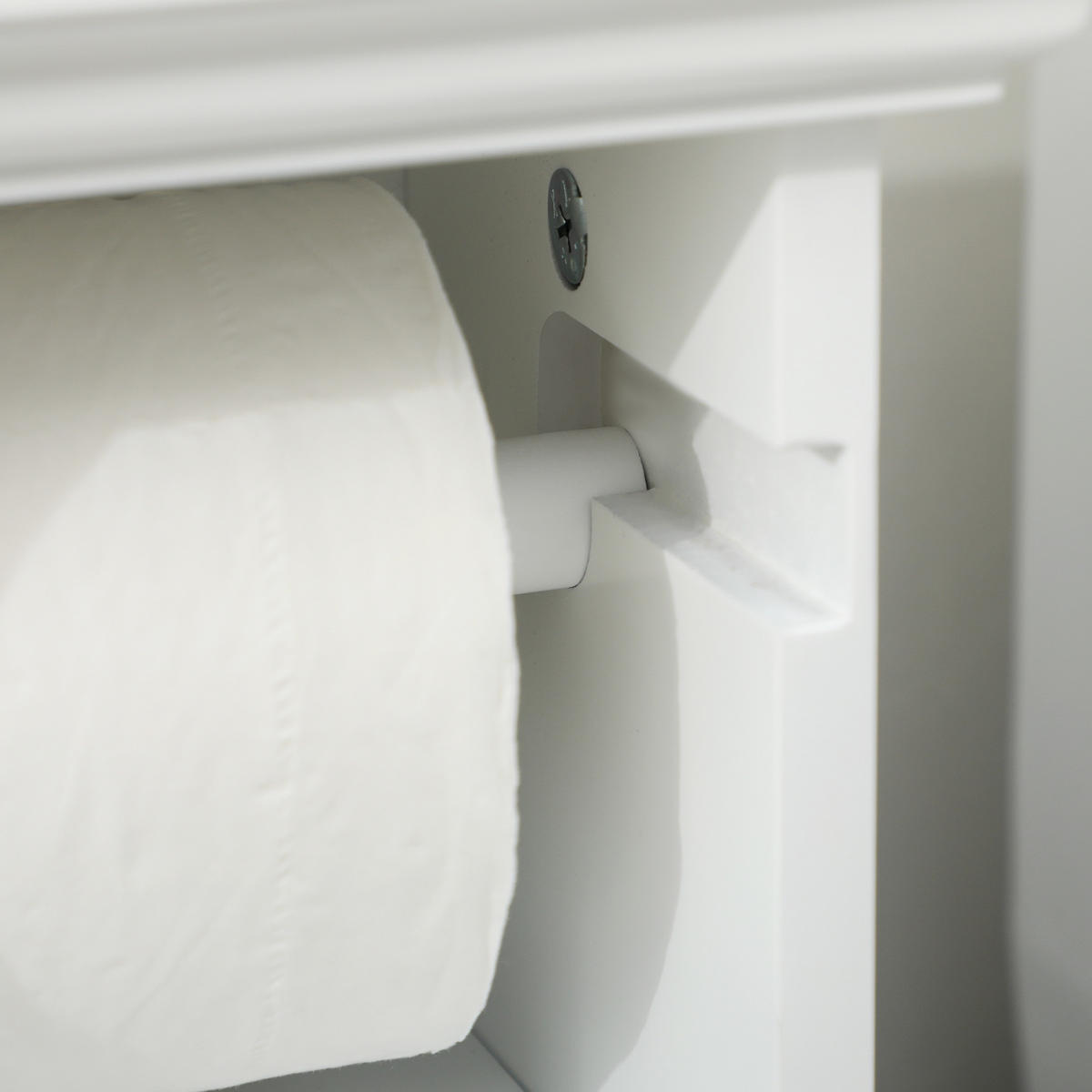 MIDISCHRANK DE-17300 integrierter Toilettenpapierhalter mit Schrank Weiß - Weiß, Holzwerkstoff (17.8/66.5/21.5cm) - ComfortXL