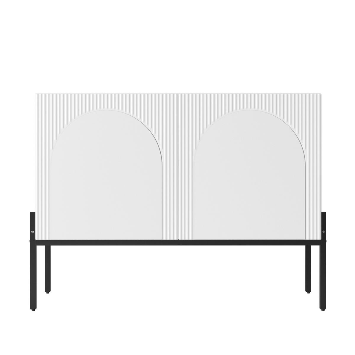 BUFLET 100cm cu Bogendesign, 2 Türen, Metallbeine - alb, compozit lemnos (100/75/40cm) - Urban Meuble