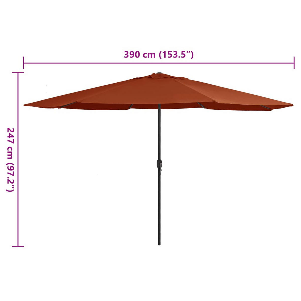 SONNENSCHIRM Mit Metall-Mast 390 Cm Terrakotta - Braun, Textil (390/390cm) - vidaXL