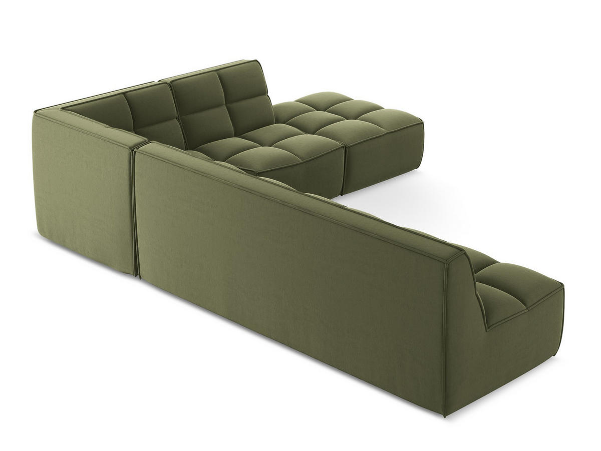 ECKSOFA Beidseitig Samt Stoff Grün - Schwarz/Olivgrün, Kunststoff/Textil (308/258cm) - Makamii