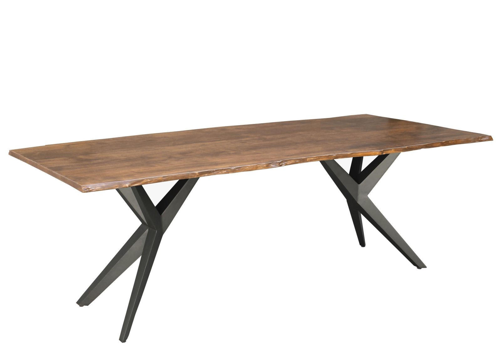 BAUMTISCH Akazie 140x90x76 natur lackiert Beine anthrazit glänzend FREEFORM 4 #12 - Anthrazit/Naturfarben, Metall (90/140/76cm) - Massivmoebel24