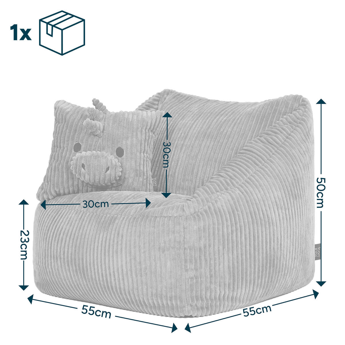 KINDERSITZSACK Natalia mit Animalkissen - Salbeigrün, Textil (55/50/55cm) - icon