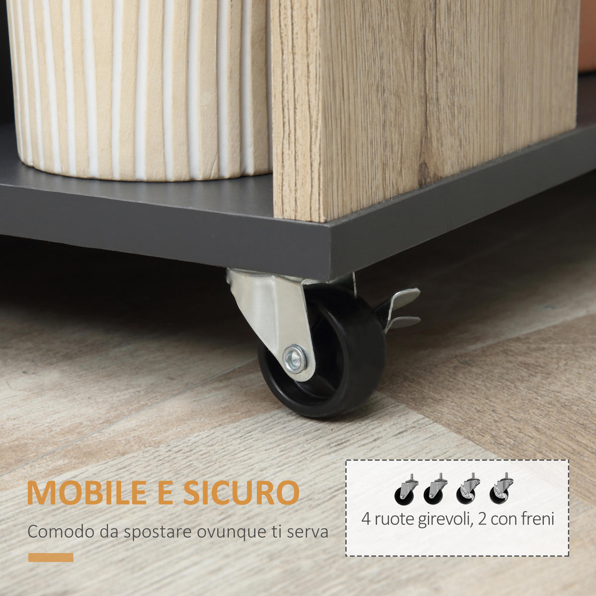 KÜCHENWAGEN, multifunktional, Schublade, Schrank, 4 Rollen, Holz/Schwarz, 80x39x86,5cm - Multicolor, Metall (80/86.5/39cm) - FORIOUS