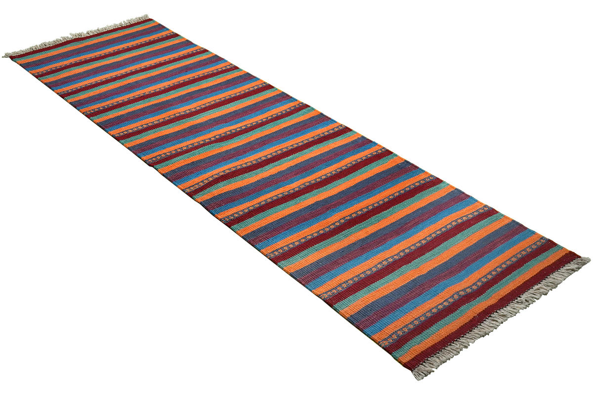 HANDWEBTEPPICH Kelim Gashgai Mehrfarbig 198/60 cm Schurwolle - Multicolor, Textil (60/198cm) - Looma