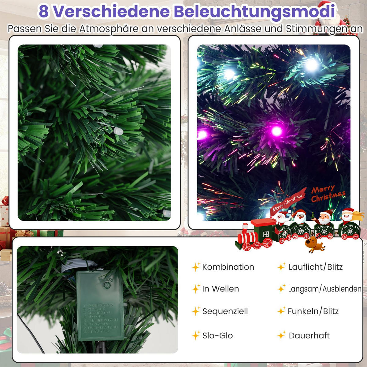 WEIHNACHTSBAUM mit Beleuchtung 90 cm grün - Grün, Metall (90cm) - COSTWAY