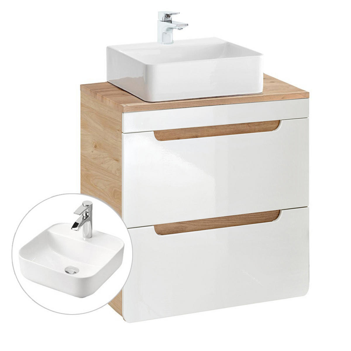 WASCHTISCH Luton-56 - Weiß, Holzwerkstoff (61/76/46cm) - Lomado