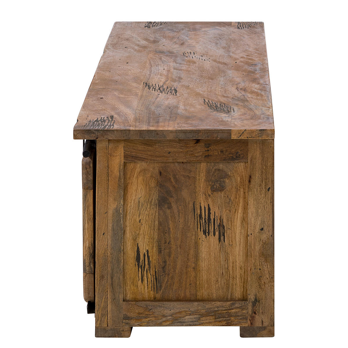 TV-LOWBOARD - Mango massiv / Eisen - Mango / Schwarz - Braun, Holz/Metall (160/45/50cm) - home24