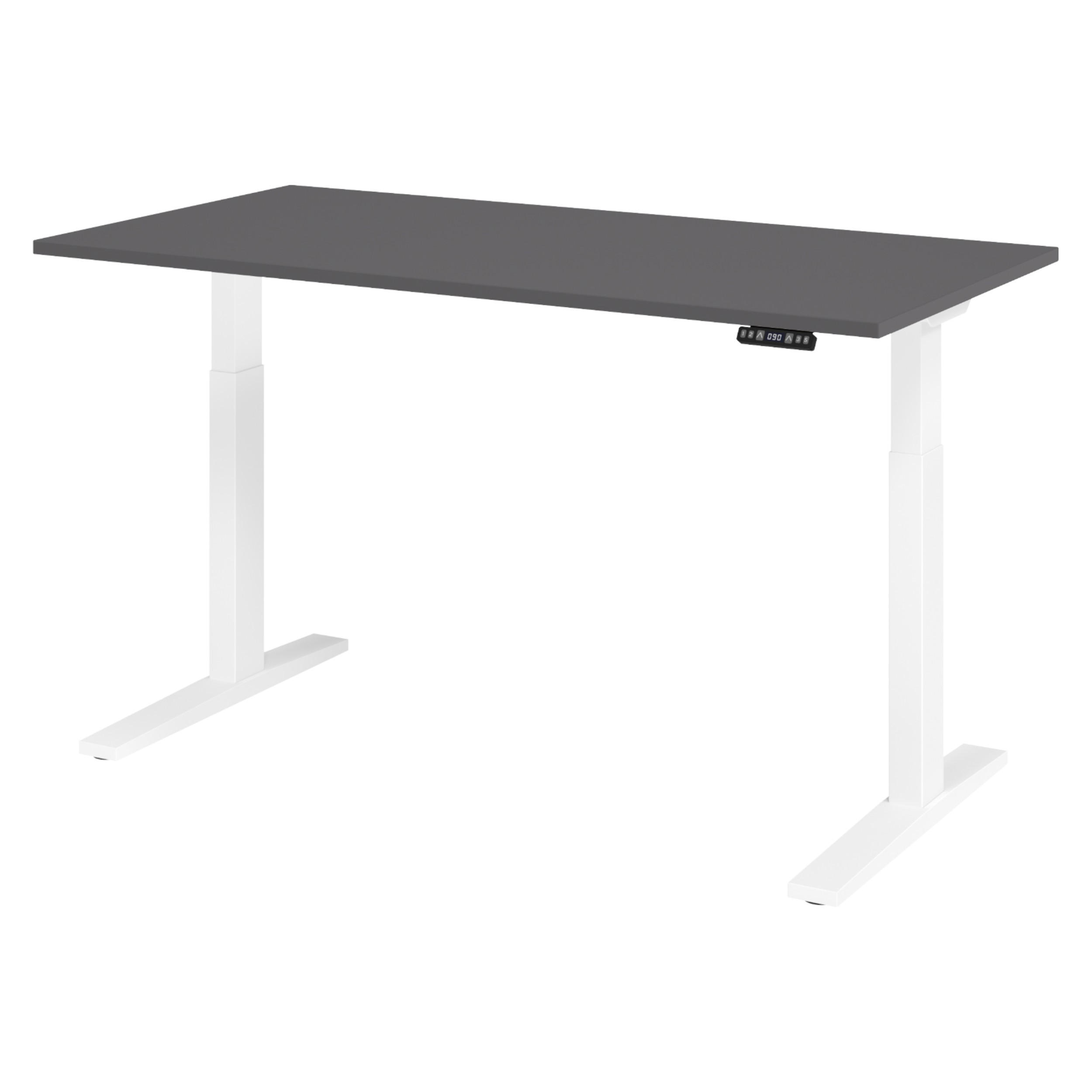 SCHREIBTISCH elektrisch XMKA 80/160/74 cm in Graphitfarben/Weiß - Graphitfarben/Weiß, Holzwerkstoff (80/160/74cm) - bümö