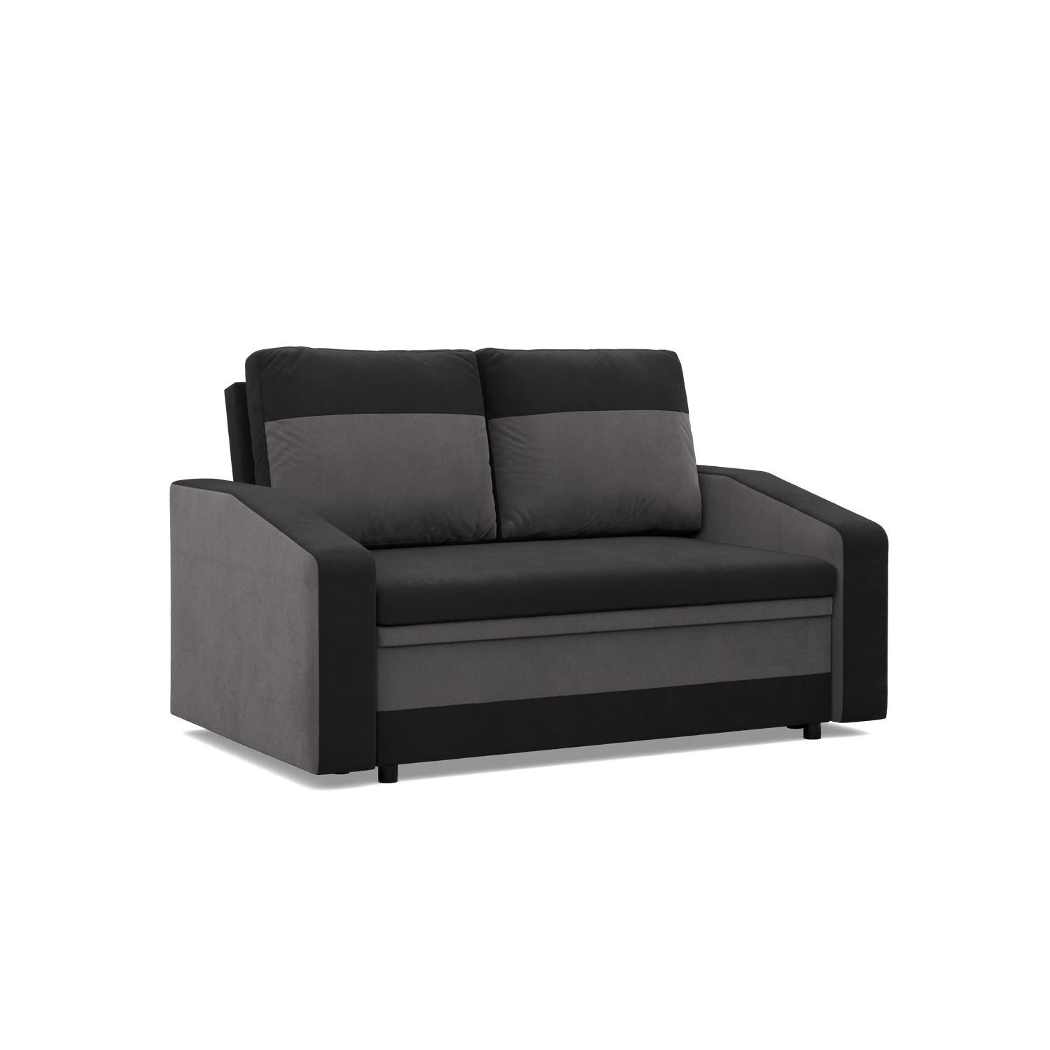 SOFA 2-SITZER MIT SCHLAFFUNKTION ORION, Schwarz + Grau - Schwarz/Grau, Textil (148/90/87cm)