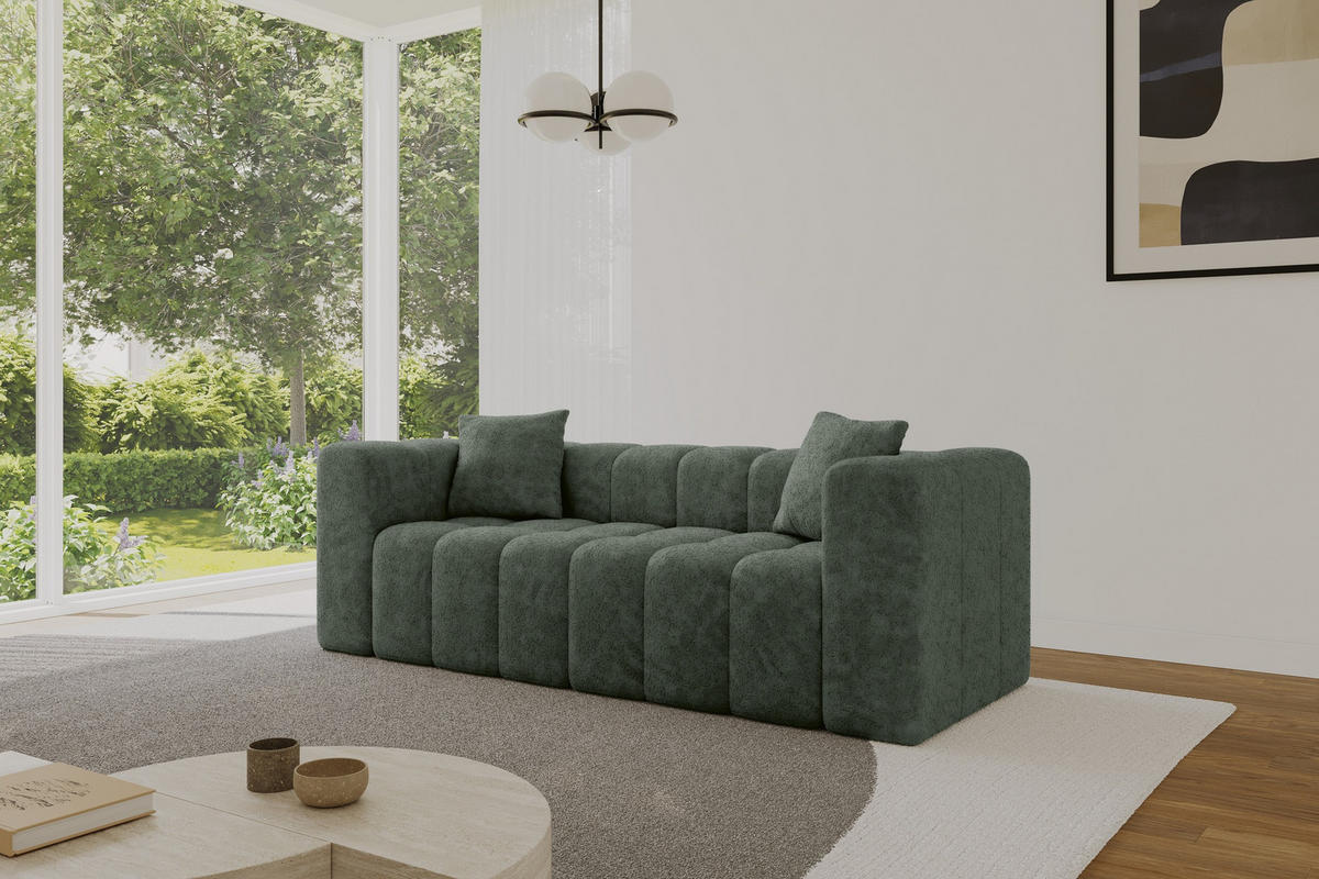 POHOVKA 2-MÍSTNÁ DONY-2 232x90x71 cm Zelená Žinylka - černá/smaragdově zelená, kompozitní dřevo/textil (232/71/90cm) - ALTDECOR