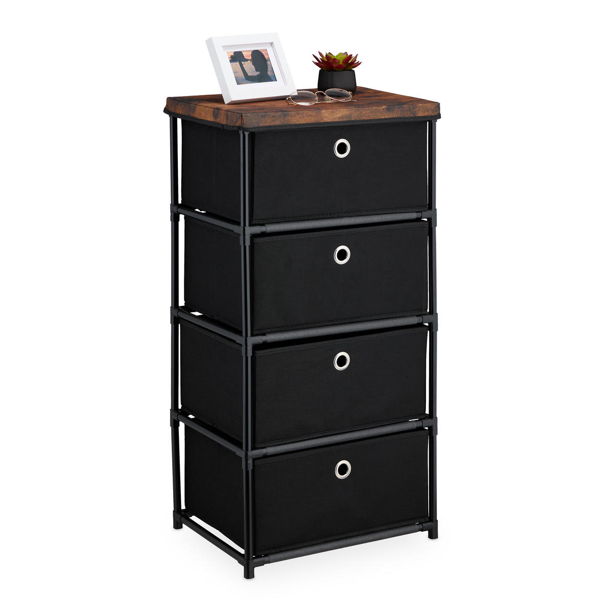 KOMMODE - Schwarz, Holzwerkstoff/Kunststoff (43/85/33cm) - Relaxdays