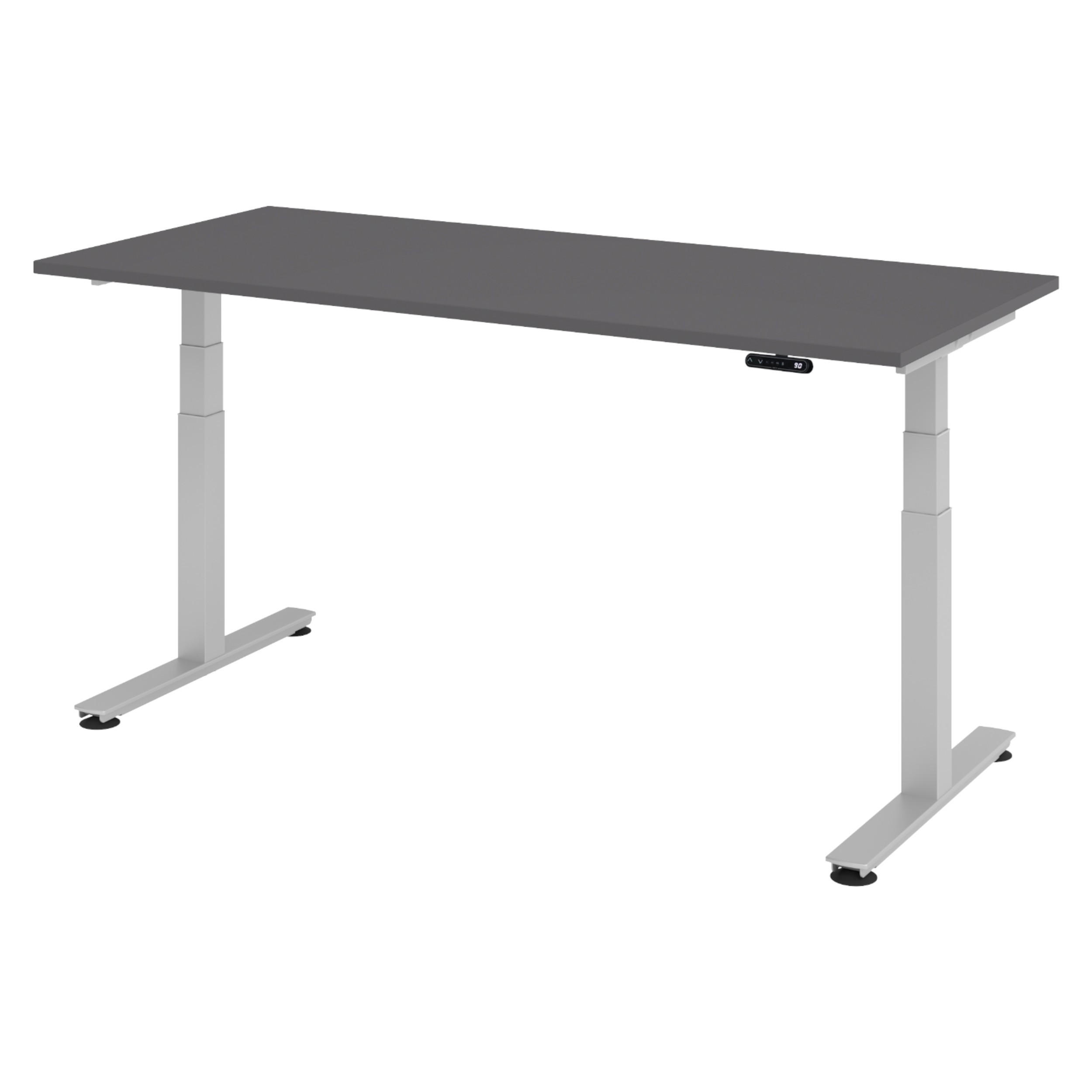 SCHREIBTISCH elektrisch XDSM 80/180/72 cm in Graphitfarben/Silberfarben - Silberfarben/Graphitfarben, Holzwerkstoff (80/180/72cm) - bümö