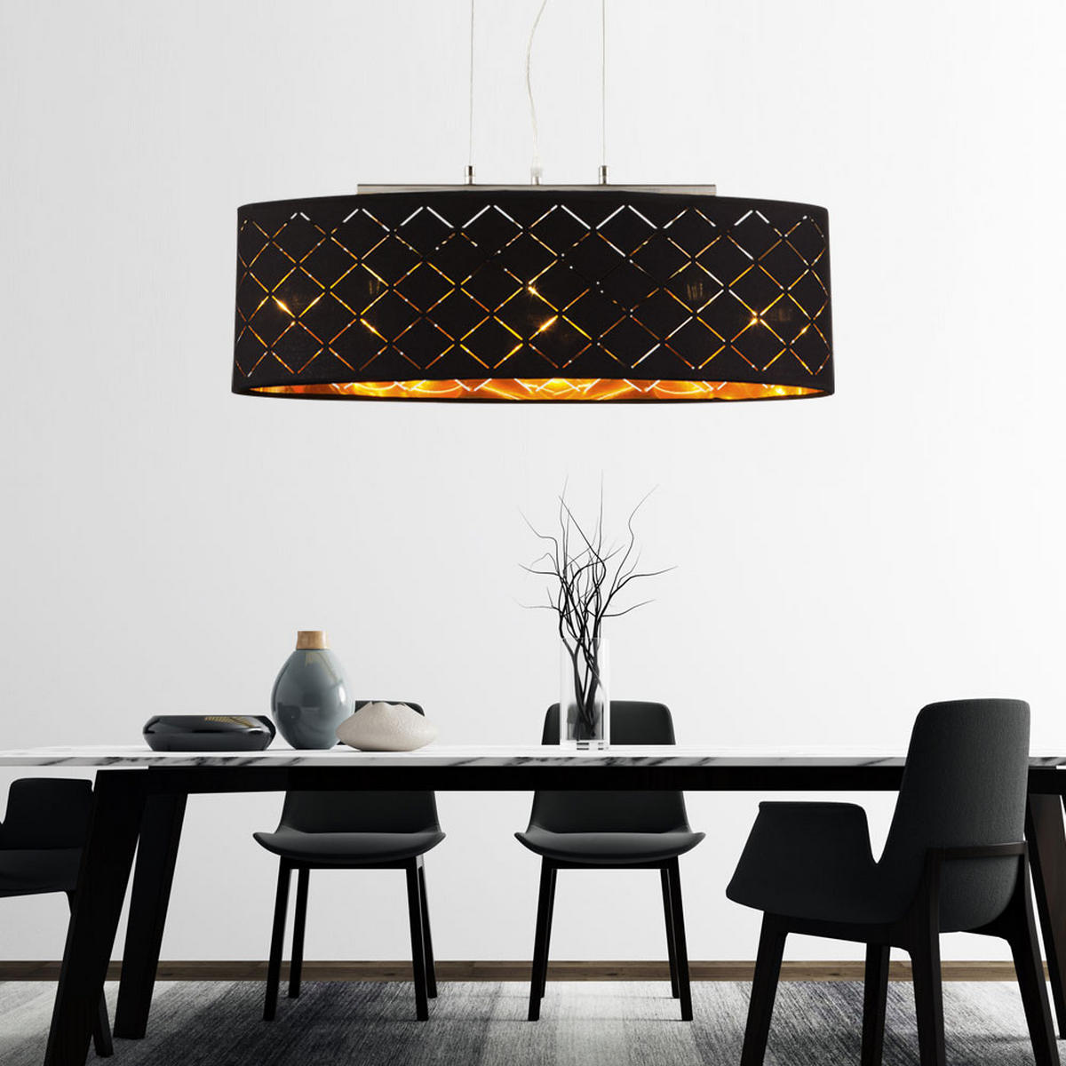 LED HÄNGELEUCHTE Clarke Schwarz Gold - Schwarz, Metall (65/25/140cm) - Globo Lighting