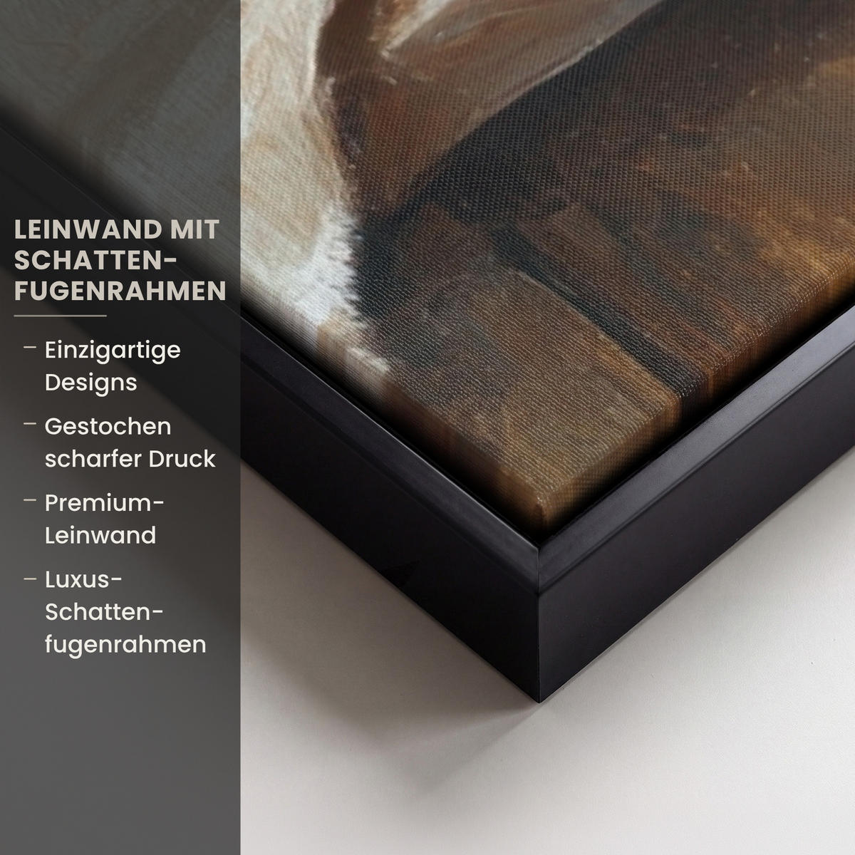 LEINWAND Bilder mit Rahmen - Töpfe - Kräuter - Holz - 60x90 - Terracotta, Textil (60/90cm) - MuchoWow