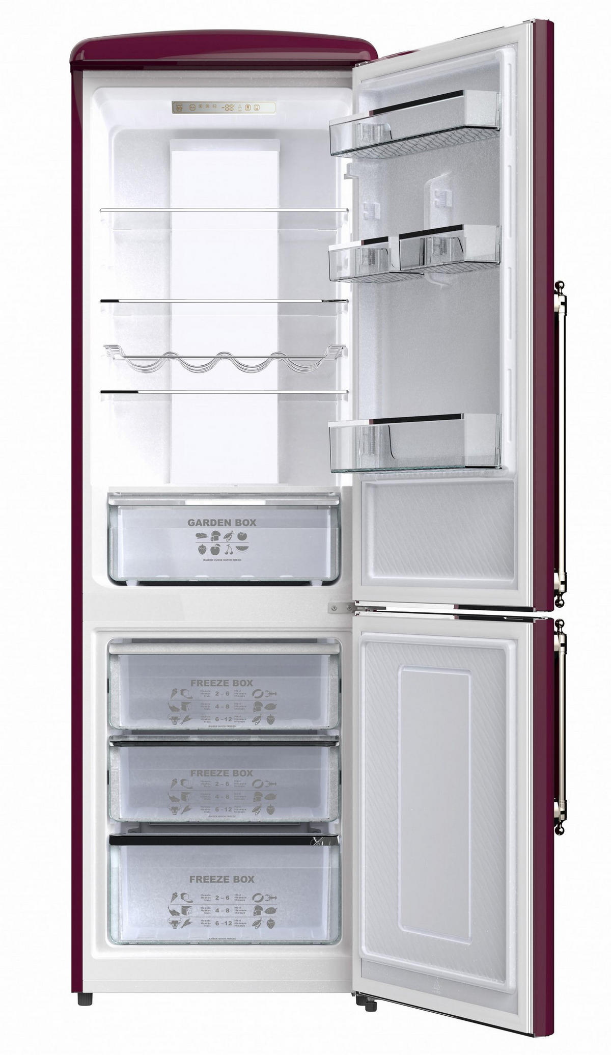 KÜHLSCHRANK KK 60825 RotEm, Bordeaux, 60 cm breit, 330 L, NoFrost, 199 cm - Bordeaux, Metall (59.5/199/73.5cm) - Kaiser Küchengeräte