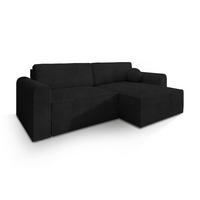 ECKSOFA FIANO P Schwarz Kordstoff mit Schlaffunktion - Schwarz, Holz (245/148cm) - MASSENO