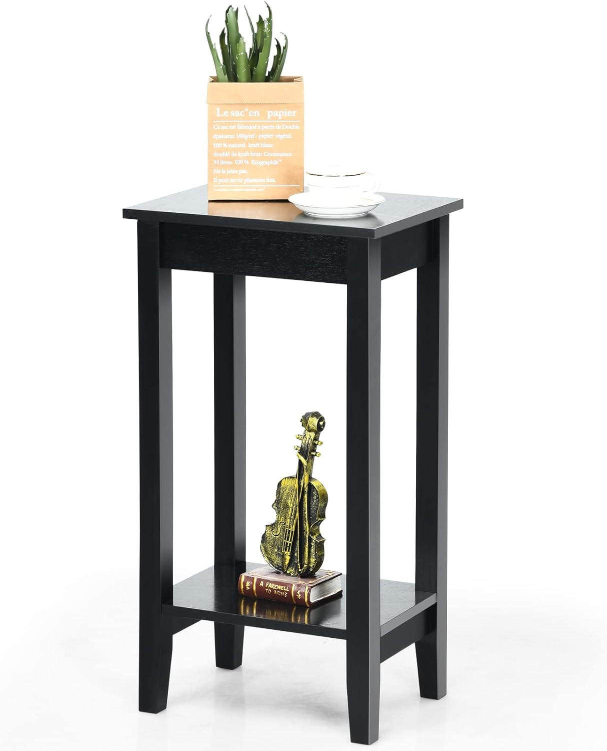 BEISTELLTISCH 74cm Schwarz - Schwarz, Holz (40/30/74cm) - COSTWAY