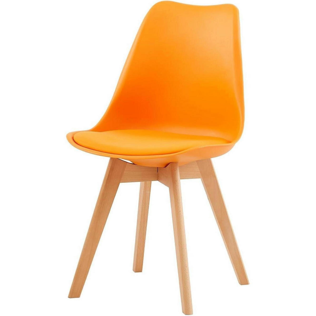 ESSZIMMERSTUHL 4er Set Orange mit Holzbeinen - Orange, Kunststoff (41/82/47.5cm)