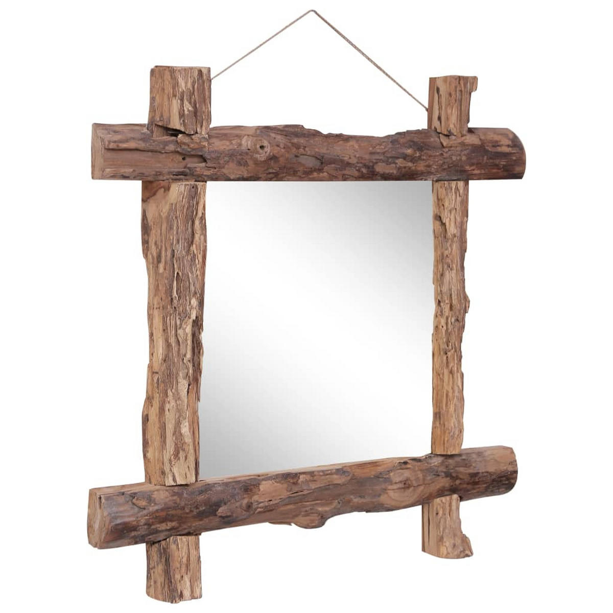 HOLZSPIEGEL Natur 70x70 cm Recyceltes Teakholz - Braun, Holz (70/70/1cm) - furnicato