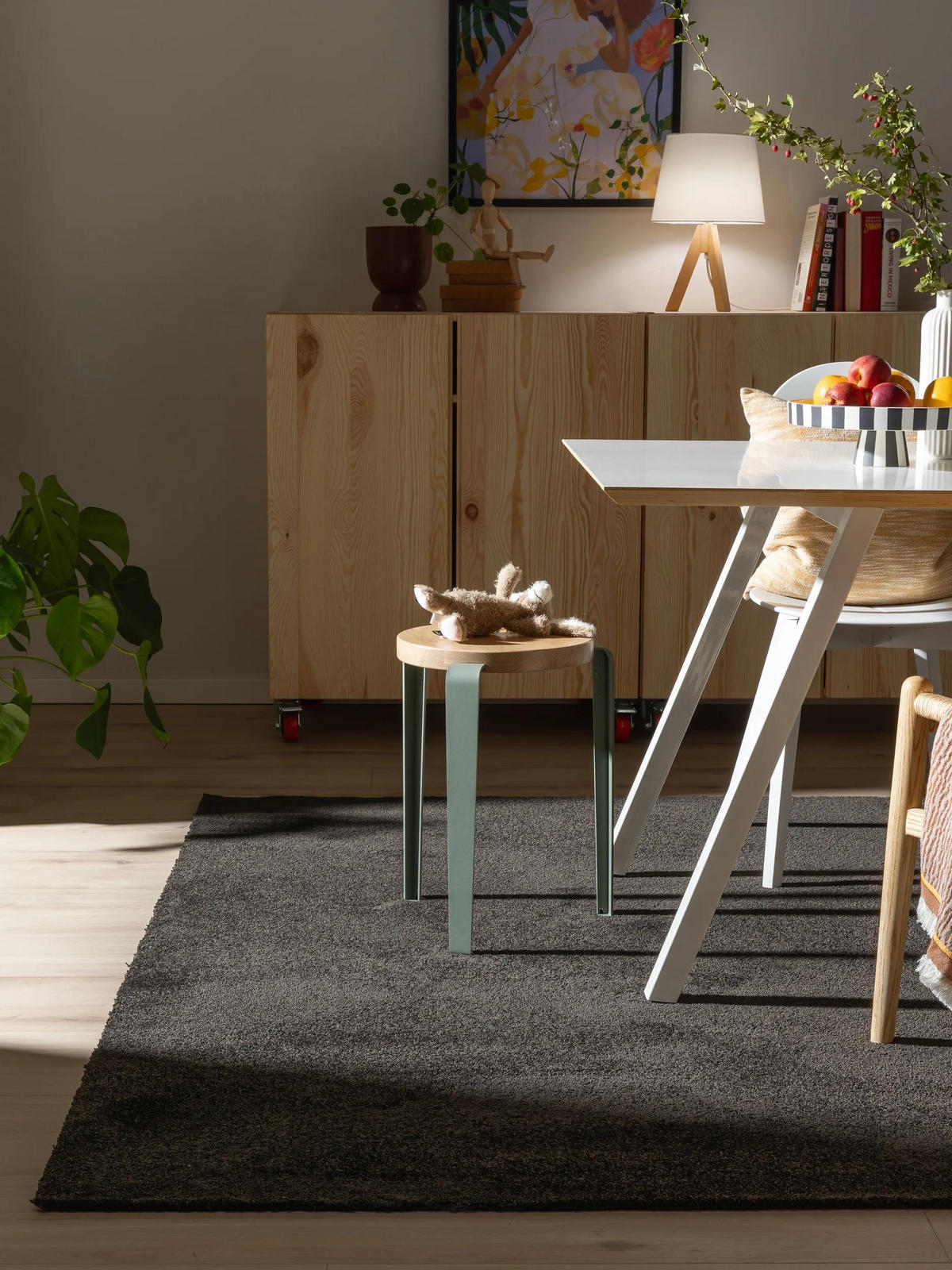 TEPPICH Nina waschbar 80/150 cm - Anthrazit, Kunststoff (80/150cm) - benuta Nest