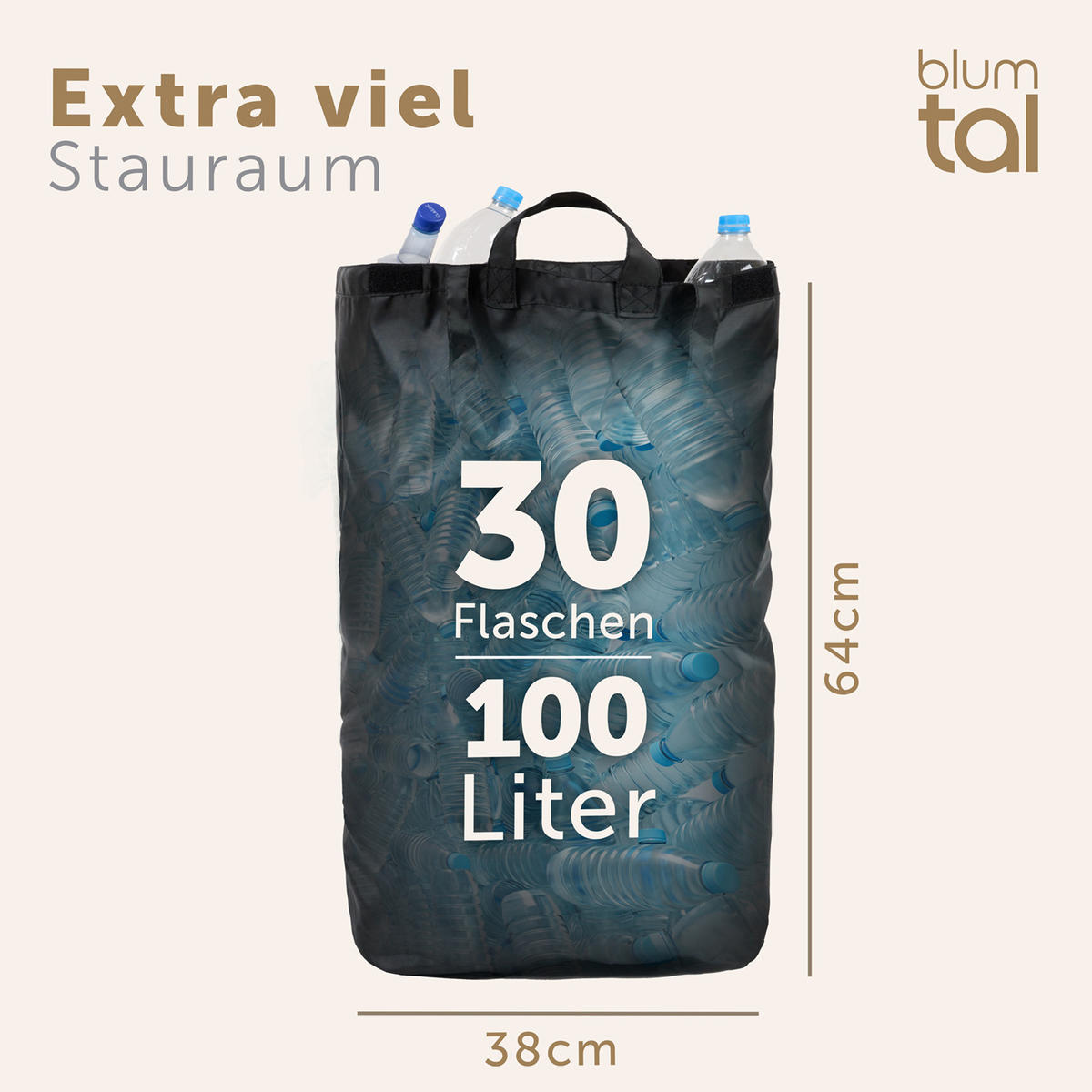 PFANDFLASCHEN-TASCHE 100L Schwarz - Schwarz, Kunststoff (18/2/25cm) - Blumtal