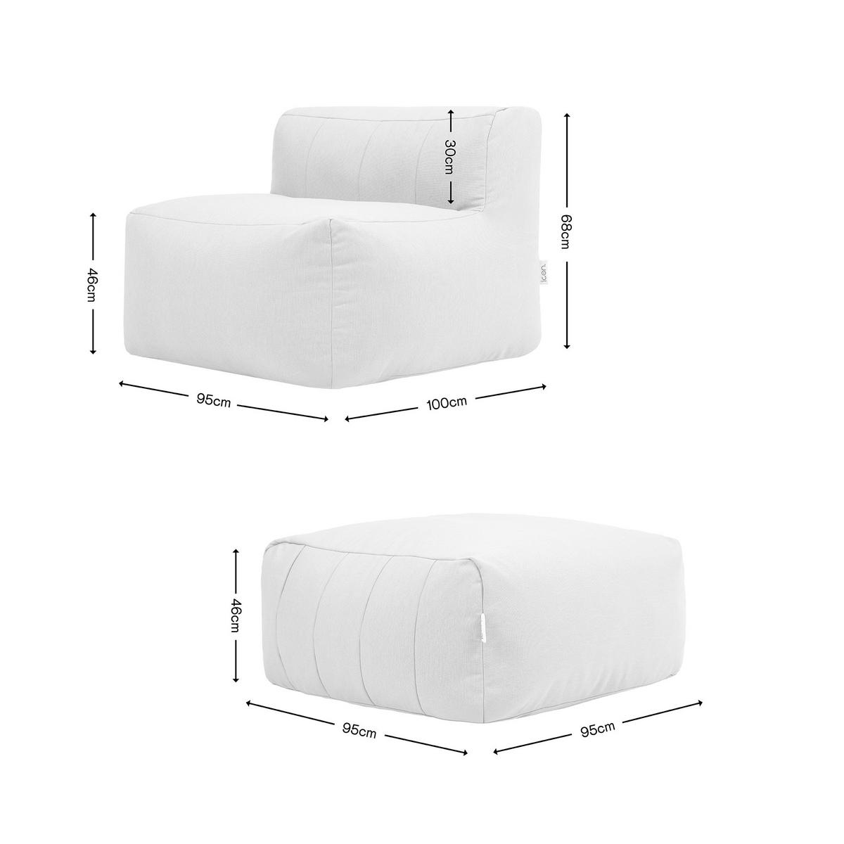 SITZSACK-SOFA Outdoor 2-tlg.: Sessel, Fußstütze - Beige, Textil (95/68/100cm) - icon