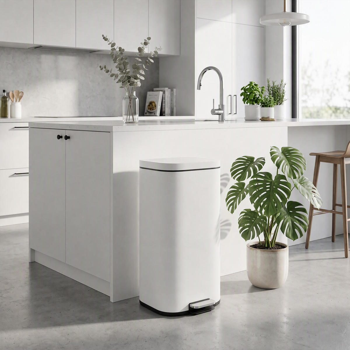 MÜLLEIMER Weiß 36.0/29.0/59.5 cm - Weiß, Metall (29/59.5/36cm) - HOMCOM