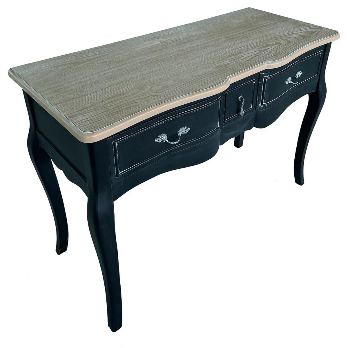 EMPFANGSTISCH aus lackiertem Holz mit 3 Schubladen 115x50x80h cm - Schwarz - Schwarz, Holz (50/115/80cm) - Wanderlust