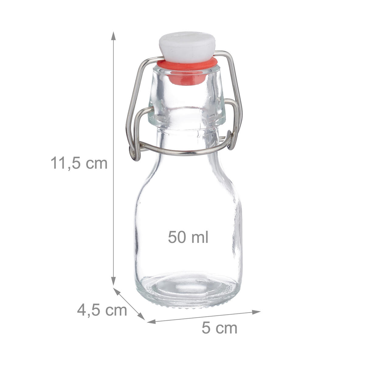 FLASCHEN Set - Transparent, Glas/Kunststoff (5/11.5/4.5cm) - Relaxdays