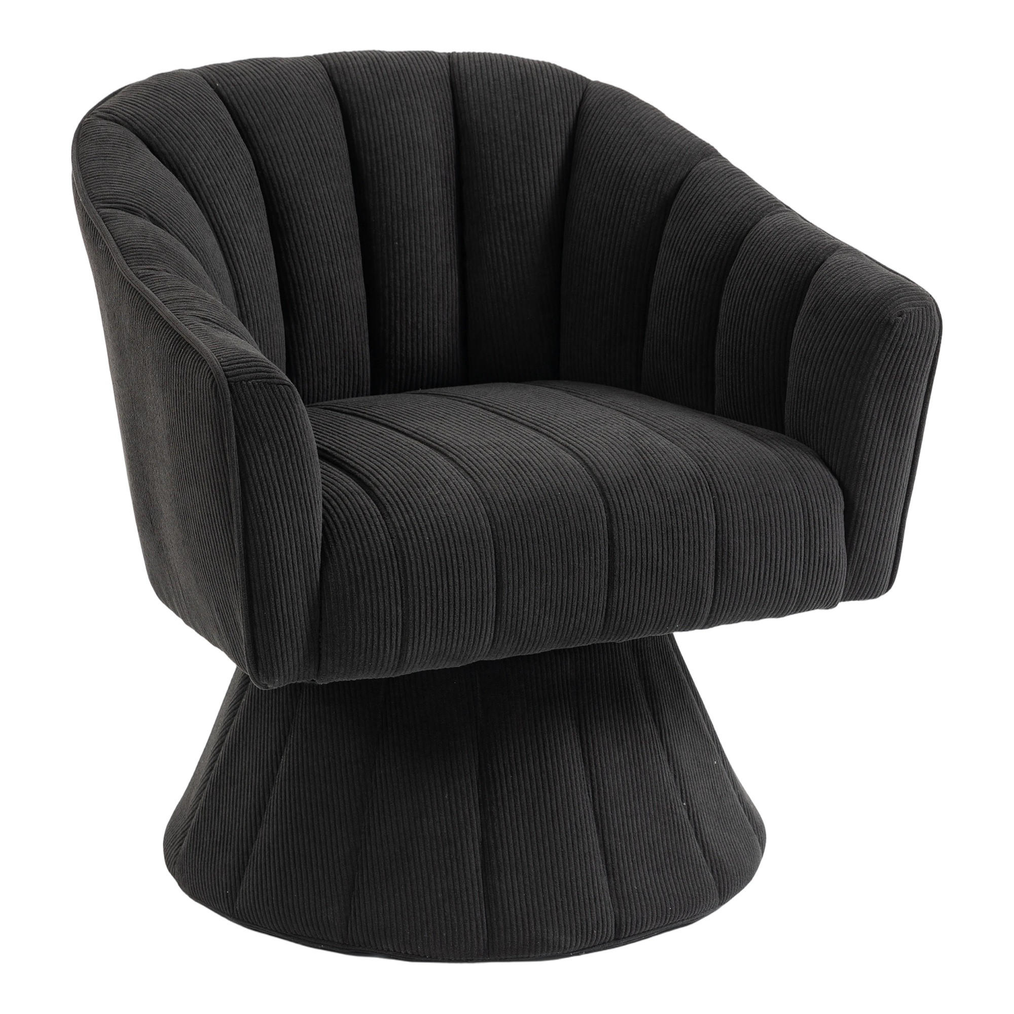 DREHSTUHL Drehsessel Loungesessel mit Polsterung,360°,Cord,Schwarz - Schwarz, Textil (70/72/66cm) - LVHOM