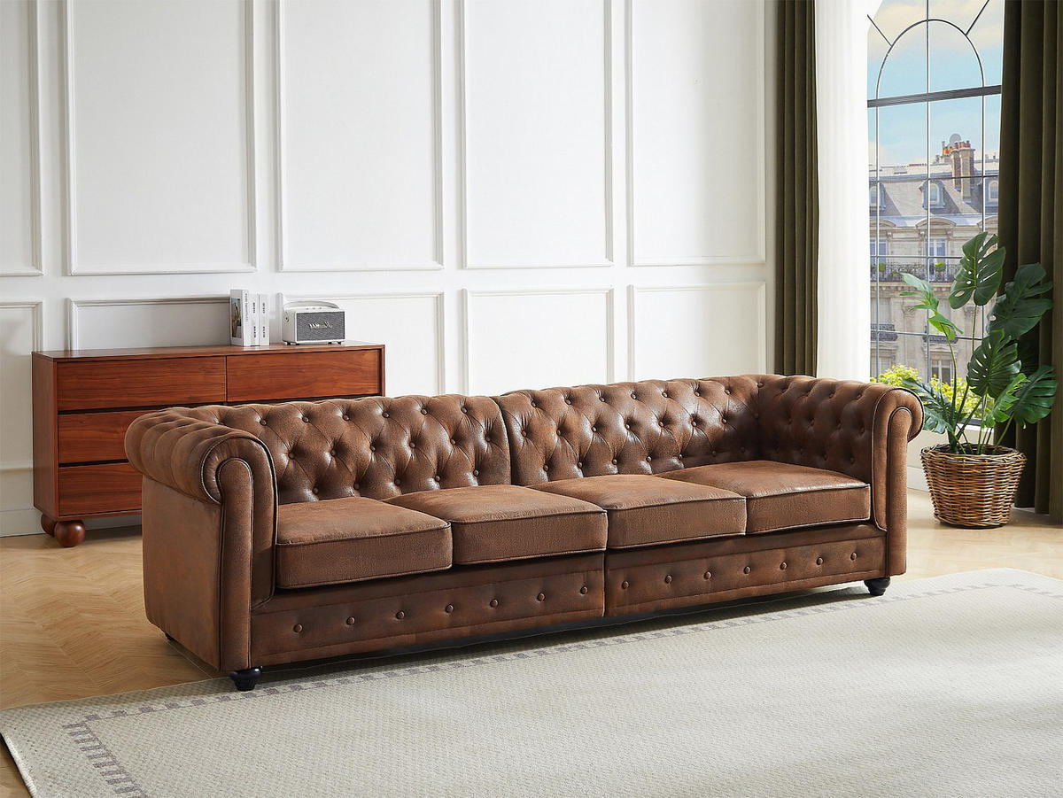 SOFA ohne Schlafmöglichkeit - 4 Personen - Stoff, Stoff - Braun - - Braun, Textil (256/72/87cm) - Vente-Unique