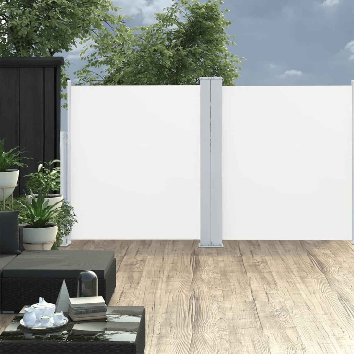 AUSZIEHBARE Seitenmarkise Doppelt 170 x 600 cm Creme - Creme, Textil (600/170/600cm) - furnicato