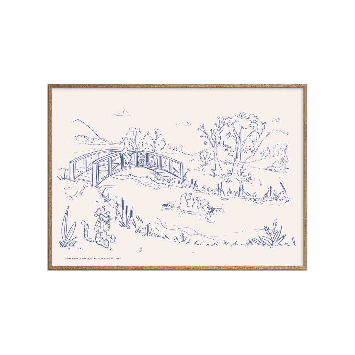 POSTER mit Rahmen Disney - Disney - Hundred Acre Peaceful Day - Eichefarben/Beige, Holz/Papier (50/70cm) - Poster&Frame