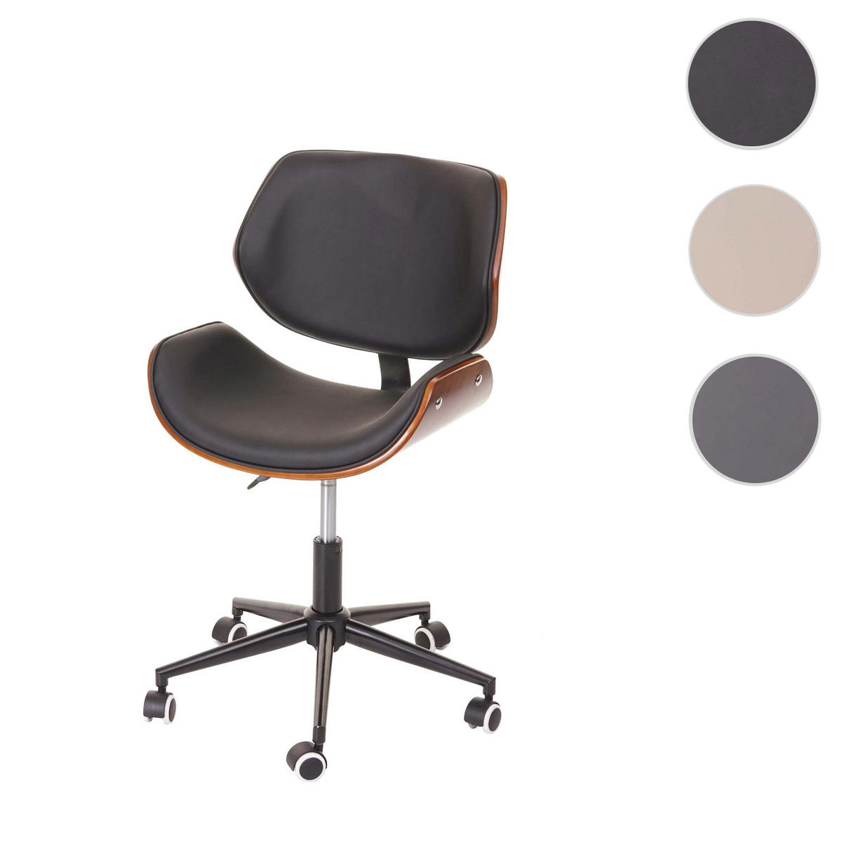 DREHSTUHL HxBxT 90x57x57cm Sitzhöhe 43cm Bugholz Walnuss-Optik drehbar höhenverstellbar Creme - Creme, Holz (57/90/57cm) - PROREGAL