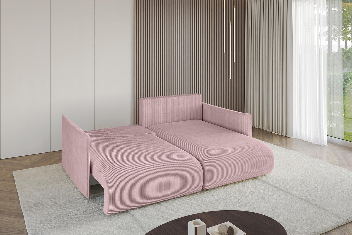 ECKSOFA Ottomane rechts ONESK-L 216x177x72 Rosa Cord - Rosa, Holzwerkstoff/Kunststoff (177/216cm) - ALTDECOR