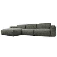 ECKSOFA mit Longchair - Anthrazit/Schwarz, Leder/Kunststoff (345/170cm) - home24