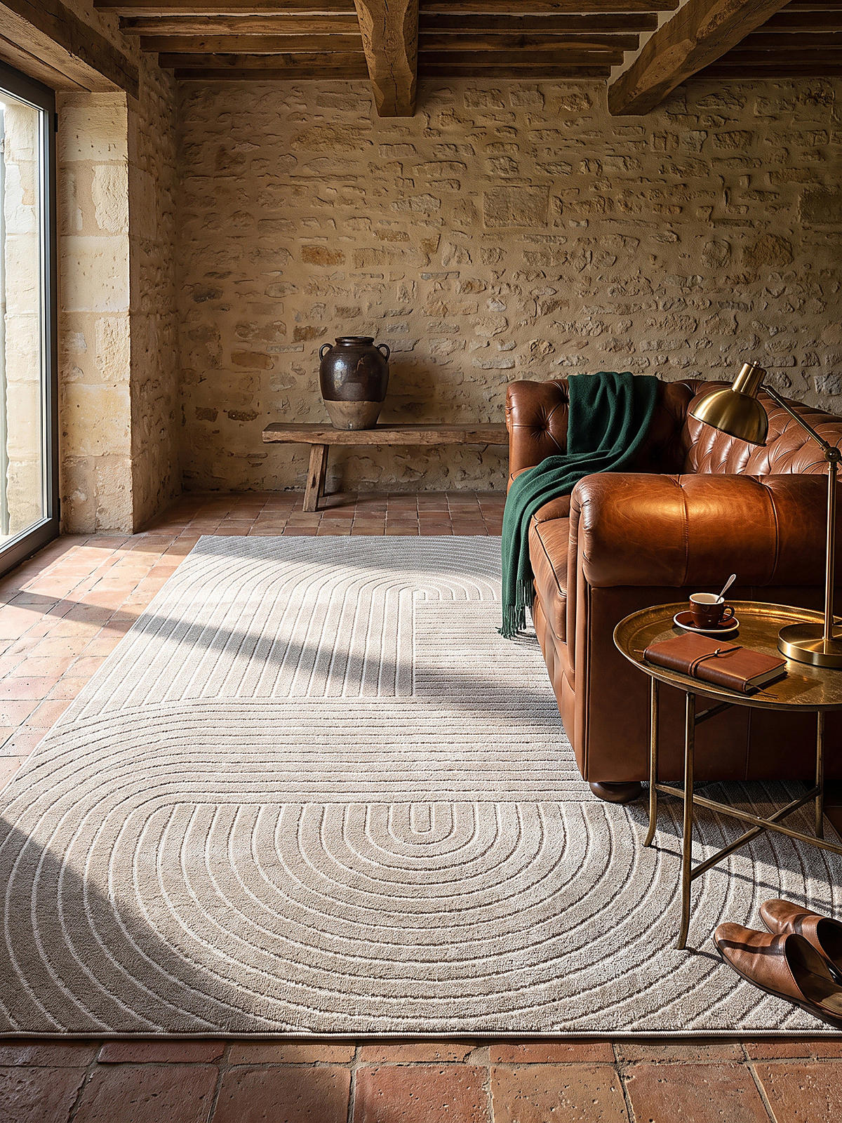 TEPPICH Outdoor Geometrisch MEZEN Polypropylen Beige 140 x 200 cm - Beige, Textil (140/200cm) - KADIMA DESIGN