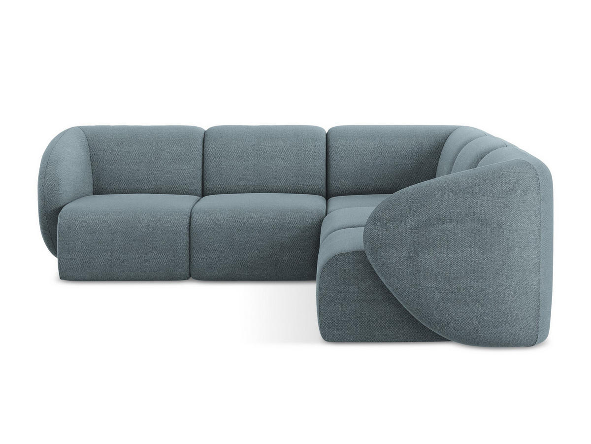 ECKSOFA Bouclé Stoff Blau - Blaugrau/Schwarz, Holzwerkstoff/Kunststoff (251/251cm) - Makamii