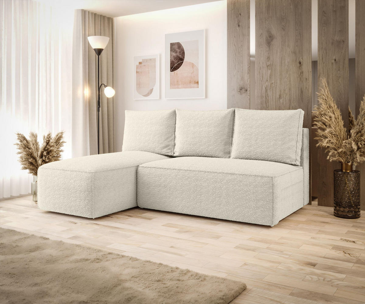 ECKSOFA mit Schlaffunktion SAVIO MINI Quelle 03 Links - Beige, Textil (200/140cm) - Bedante