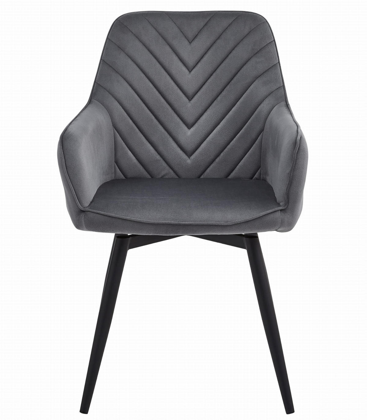 ESSZIMMERSTUHL 2-er Set WAAV360 dunkelgrauer Sitz, schwarze Beine - Dunkelgrau/Schwarz, Textil (56/83.5/61cm) - Valora