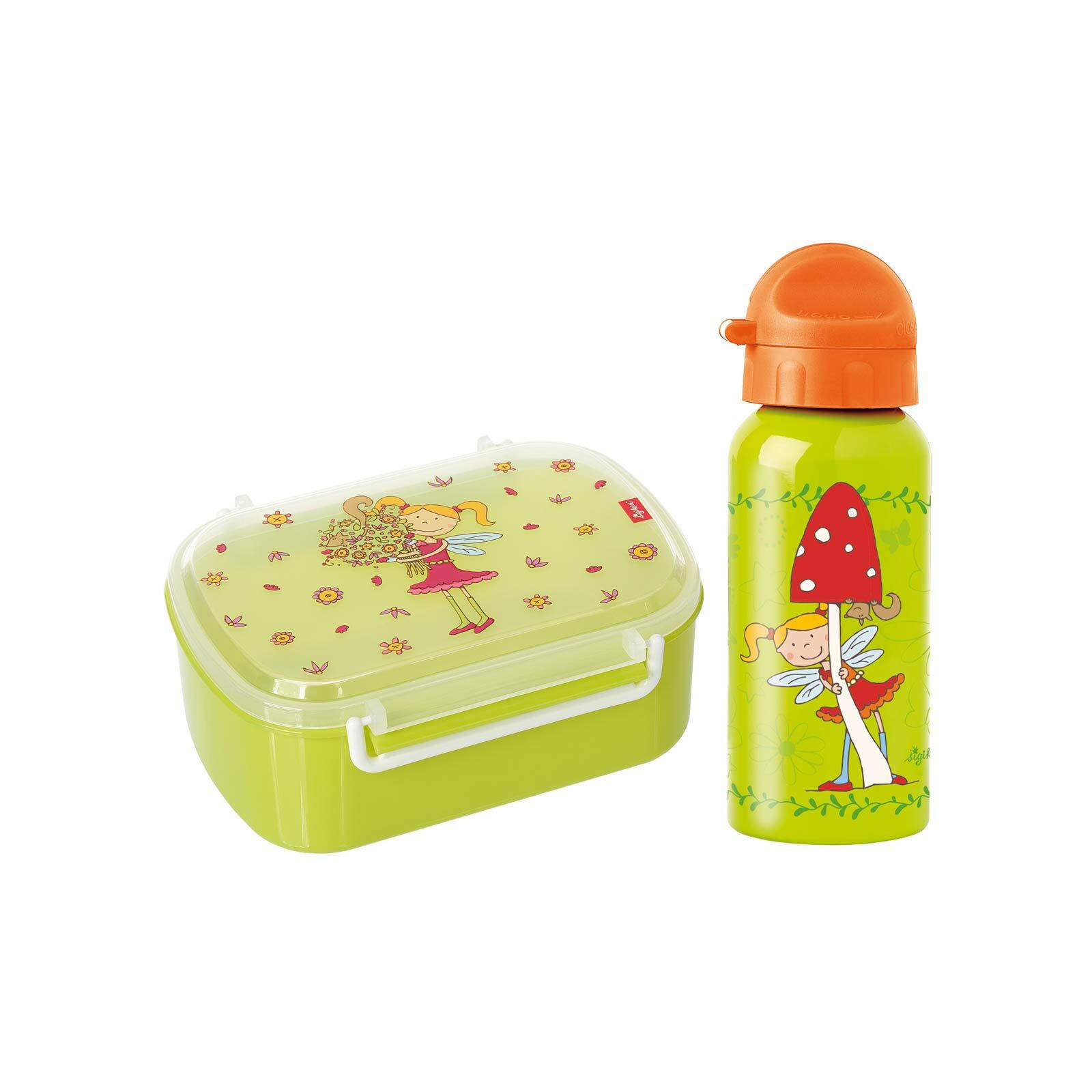 BROTDOSE + TRINKFLASCHE Florentine, grün 2er Set - Hellgrün, Kunststoff (1/1/1cm) - Sigikid